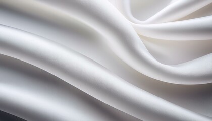 Elegant white silk fabric drapes, creating soft, flowing curves and subtle shadows.