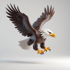 Fototapeta premium Majestic 3D Render of a Brown Eagle in Flight