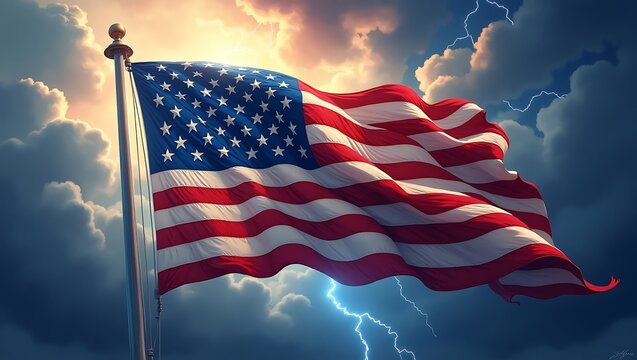 American Flag, Dramatic Sky, Patriotism, Independence Day