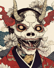Hannya Mask surrealist illustration