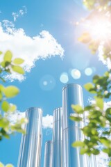 Modern energy solutions tower under blue sky, highlighting advanced petrochemical designs
