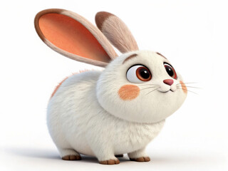 Fototapeta premium white rabbit on white background. rabbit, animal, bunny, isolated, white, fluffy, pets, pet, mammal, fur, easter, cute, hare, small, domestic, furry, young, one, farm, ear, grey, brown, baby, tame, ad