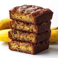 Scrumptious Banana Bread: A Stack of Homemade Sweet Treats, Perfect for Banana Lovers and Baking Enthusiasts