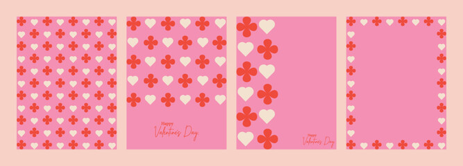 Geometric Happy valentine day background. Trendy simple modern greeting cards. Universal modern artistic templates. lovely posters in pink red colors. February 14.