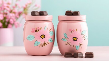 Charming Floral Jars with Chocolate Treats for Sweet Moments