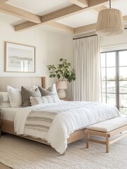 Fototapeta premium Tranquil Bedroom Interior Design with Natural Light