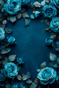 Dark blue background with colorful petrol roses