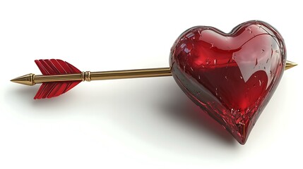 Icon of a cupid arrow through a red heart with a white background.