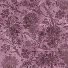 Background paper or fabric, with floral damask and baroque, seamless ornamental pattern