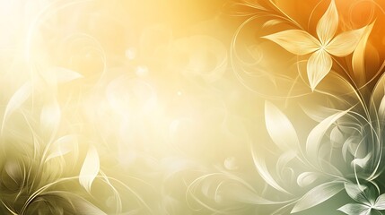 Abstract Floral Design in Warm Yellow and Green Hues
