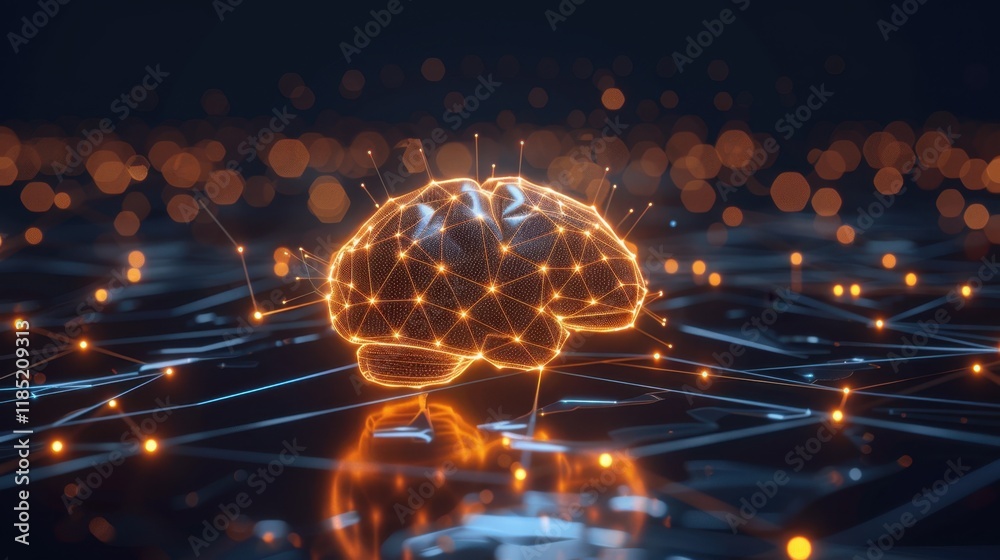 Poster abstract circuitry and ai logic flows generating complex stock media layers.