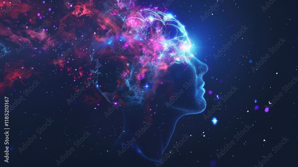 Poster futuristic concept of ai algorithms managing media workflows, glowing in action.