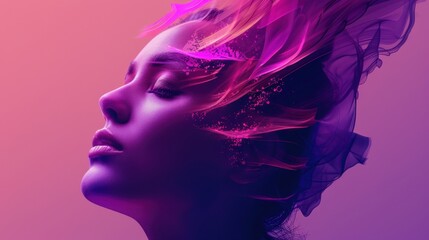Futuristic concept of AI automating stock photo generation with colorful abstract visuals.