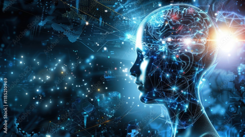 Poster vibrant abstract ai systems dynamically reshaping stock photo processes.