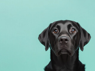 Fototapeta premium Enchanting Portrait of a Black Labrador Retriever Set Against a Spotless Background, Showcasing Its Grace and Charm