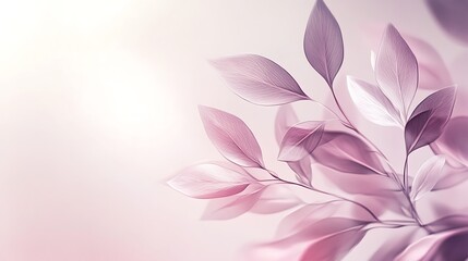 Fototapeta premium Delicate Pink Leaves Branch Soft Light Background