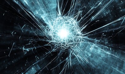 Abstract representation of energy and light radiating from a central point.