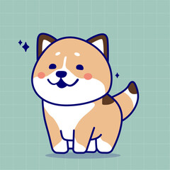 Cachorro estilo desenho kawaii vetor feliz