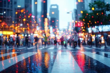 Fototapeta premium City Street Life with Wireless Technology Public WiFi and Social Media in Cyberpunk Style