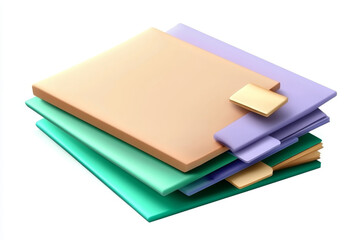 Pastel-colored layered papers, stacked, with gold accents.