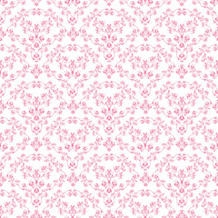 Background paper or fabric, with floral damask and baroque, seamless ornamental pattern