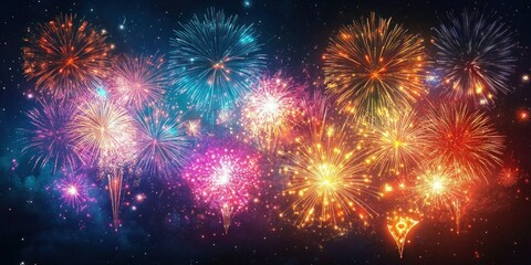 Fototapeta premium Diwali Fireworks Celebration Poster with Vibrant Colors and Glowing Effects