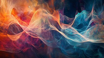 Obraz premium Abstract swirling waves of vibrant orange and teal colors