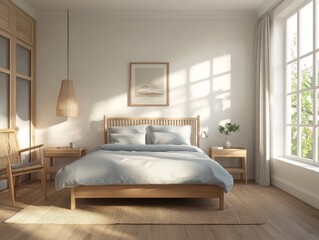 Serene Minimalist Bedroom Design With Wooden Accents