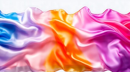 Obraz premium Colorful silk fabric with flowing waves and vibrant rainbow hues.