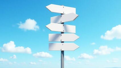Blank Directional Signpost Under a Blue Sky