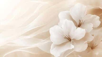 Obraz premium Elegant Creamy White Flowers on Flowing Fabric