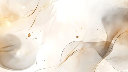 Abstract Beige Gold Swirls and Splashes Artwork