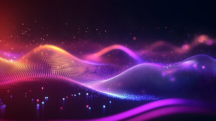 Obraz premium Abstract Purple and Orange Digital Wave Landscape
