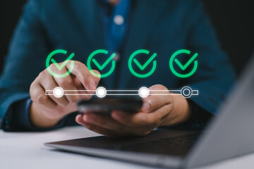 Online survey questionnaire with progress bar for compliance with regulations and service...