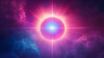 Obraz premium Celestial Radiance A Bright Star in Purple Nebula