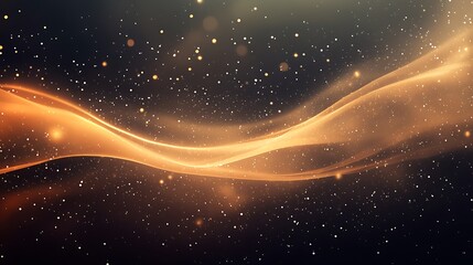 Obraz premium Golden Wave Abstract Background With Sparkling Dust