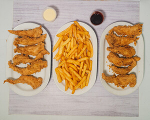 Restaurant food. Various dishes. Clubhouse, pizza, sushi. Traditional food. Fast food. Hamburger