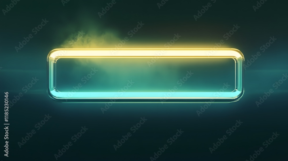 Wall mural glowing rectangular frame with teal and yellow light