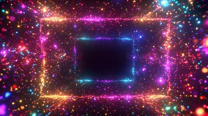 Obraz premium Colorful Glowing Particles Frame Abstract Background