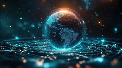 Obraz premium Global Wireless Mobile Communication Technology Digital Smartphone Connectivity Holographic Networking Interface