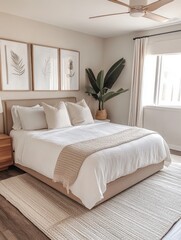 Serene Bedroom Design Featuring Neutral Tones and Natural Elements