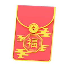 3d icon Chinese Envelope, 3d illustration, 3d element, 3d rendering.