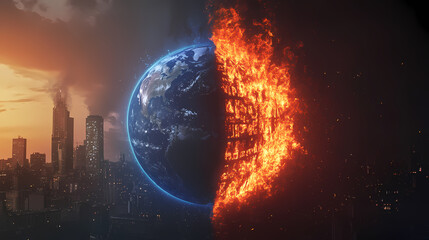 Obraz premium The future Earth between fire and ice