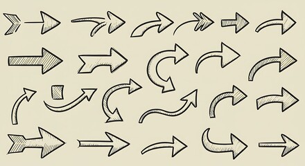 Hand drawn arrow mark icons vector
