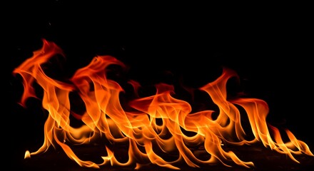 Fire flames on black background
