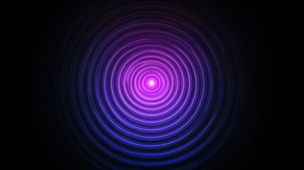 Abstract concentric circles with purple and blue neon glow.