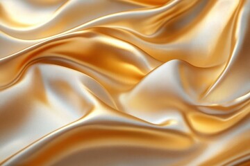 Obraz premium Elegant Flowing Golden Silk Fabric Abstract Background with Smooth Texture and Luxury Design for Cards Posters Banners and Decorations
