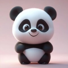 Obraz premium Cute Panda Cartoon Character 3D Rendering Soft Lighting Pastel Colors