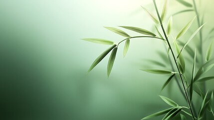 Fototapeta premium Serene Green Bamboo Leaves Softly Illuminated