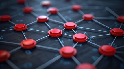 Abstract Network Connection: Red Nodes and Digital Links